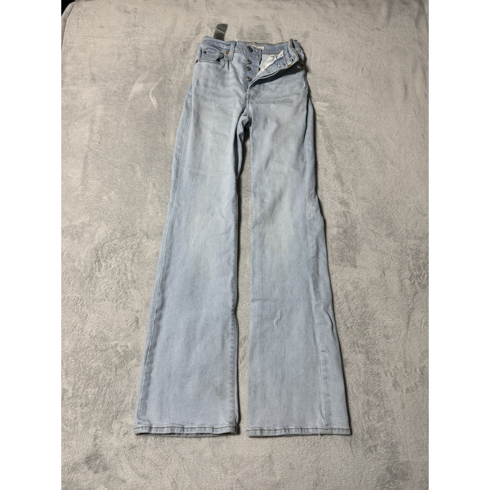 Levis Ribcage Boot Jeans Women's 22 Blue High Rise Bootcut Button Fly 22x32